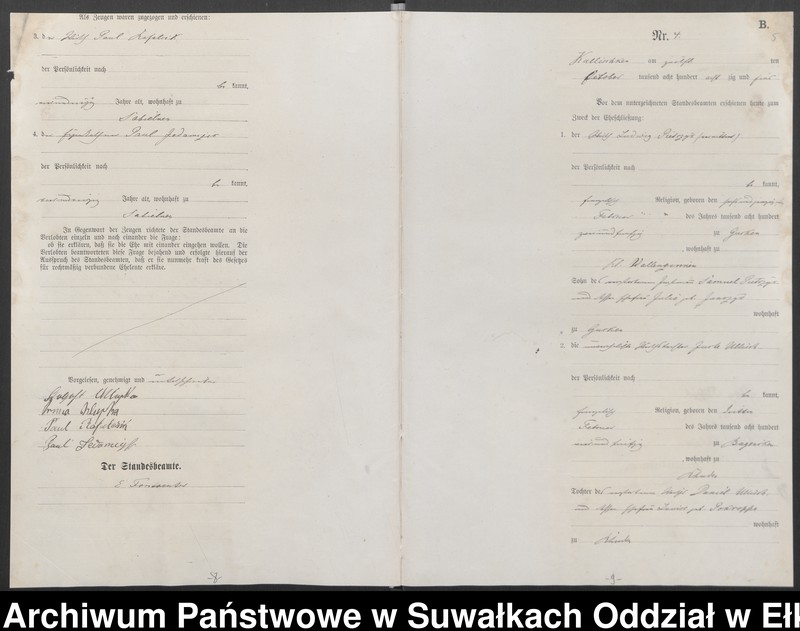image.from.unit.number "Heiraths-Haupt-Register des Königlich Preussischen Standes-Amtes Kallischken Kreis Johannisburg]"