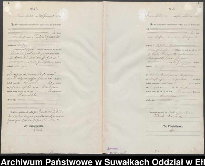 image.from.unit.number "Geburts-Haupt-Register des Königlichen Preussischen Standes-Amtes Kumilsko Kreis Johannisburg"