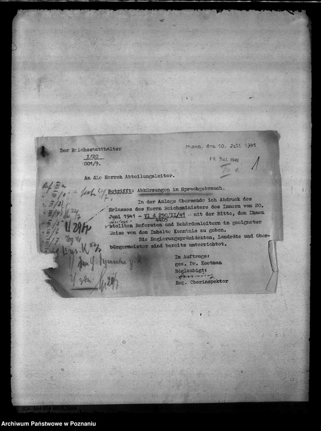 Obraz 5 z jednostki "Unterbringung der Behörden. Einrichtung der Dienststrafkammer. Förderrung des Baues von Baracken. Organisation des Gestapo."