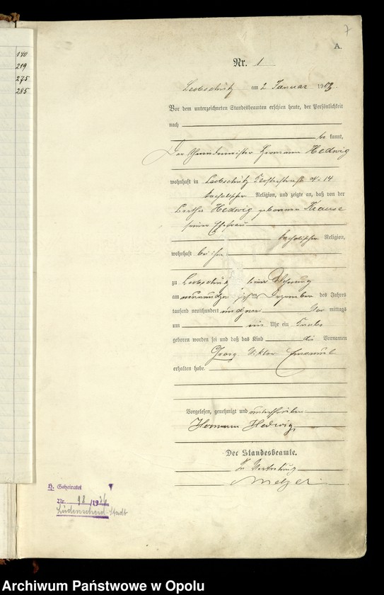 image.from.unit.number "Geburts-Register (Haupt-Register) 1903 (Głubczyce)"