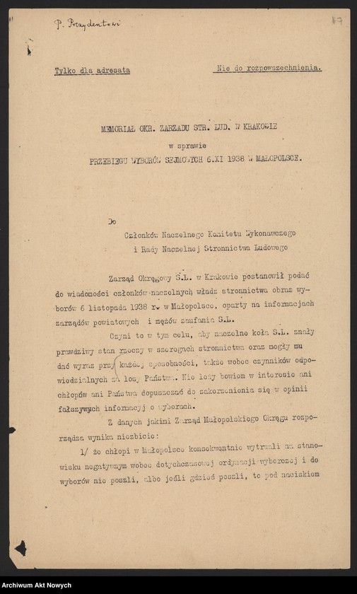 image.from.unit.number "Stronnictwo Ludowe, władze naczelne i okręgowe w Krakowie. Rezolucje, biuletyn strajkowy, materiał, wycinek prasowy"