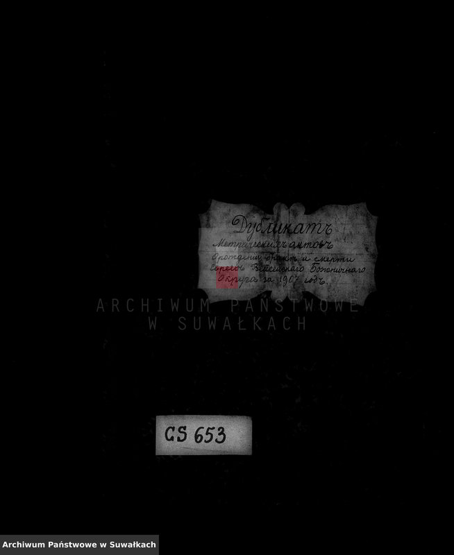 image.from.unit.number "Duplikat metričeskich aktov o roždenij, brake i smerti Evreev Vejsejskogo Božničnogo Okruga za 1907 god"