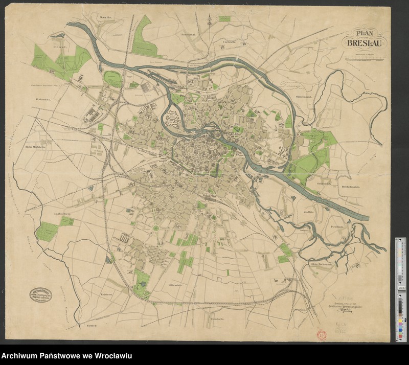 Obraz 8 z kolekcji "Wybrane mapy Breslau z lat 1827-1932 z kolekcji kartograficznej zespołu "Rejencja Wrocławska"111"