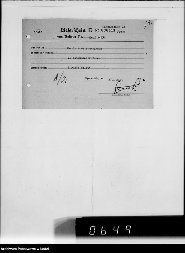 Obraz 10 z jednostki "I a Kauf-Aufträge. A-J. [Przybory szewskie i techniczne]"