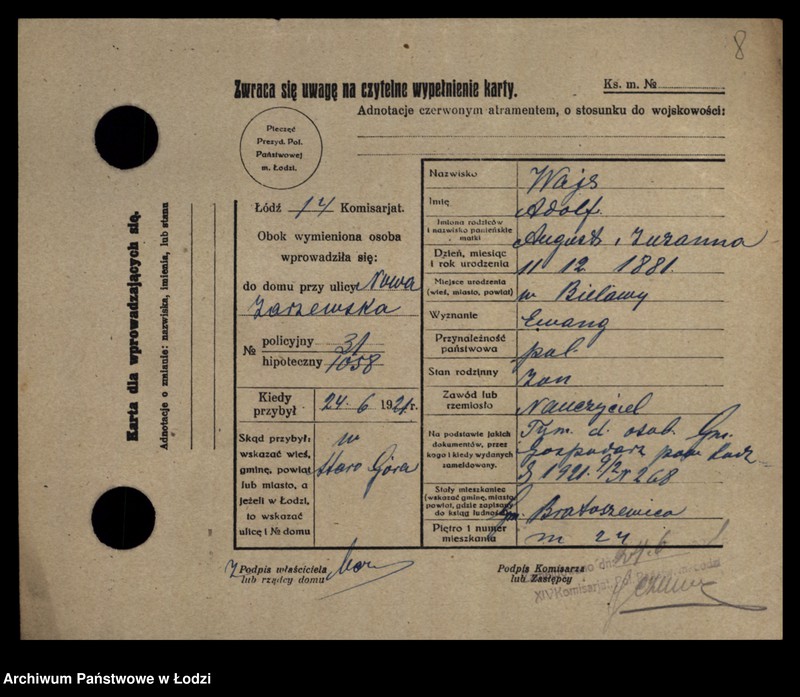 Obraz 10 z jednostki "[Spis ludności Łodzi] Wajs - Wajsbard"