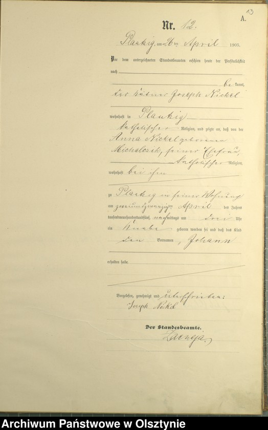Obraz 15 z jednostki "Geburts-Haupt-Register Nr 1 - 41"