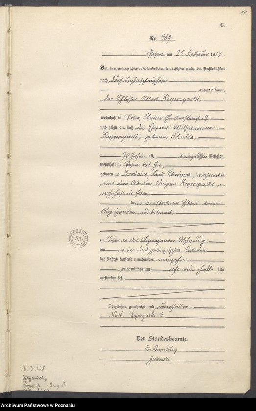 Obraz 17 z jednostki "Księga miejscowa zgonów tom II [Rejestr główny zgonów]"