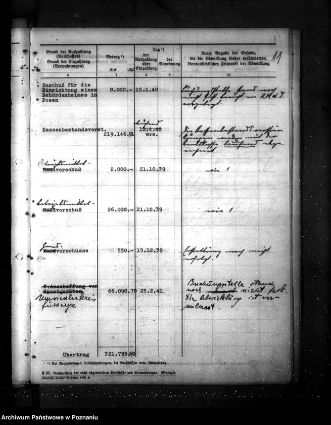 Obraz 15 z jednostki "Reguerungsoberkasse in Posen- Vorschüsse und Verwahrungen aus 1939/ 1940"