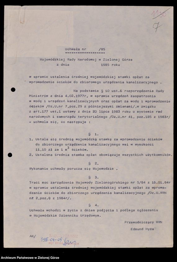 Obraz 10 z jednostki "Protokóły z posiedzeń Komisji Rolnictwa, Gospodarki Żywnościowej i Leśnictwa Wojewódzkiej Rady Narodowej w Zielonej Górze; Nr 1 - 8"