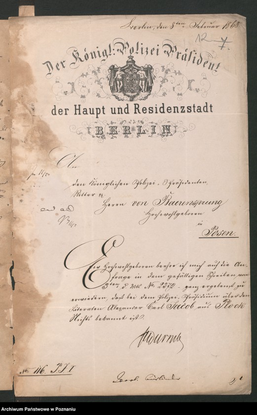 Obraz 15 z jednostki "A. betr. Karl Jacob, Literat aus Płock"