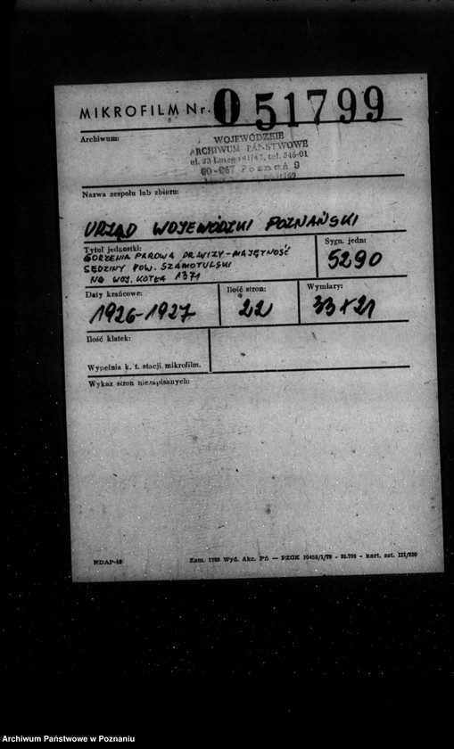 Obraz 2 z jednostki "Gorzelnia parowa dr Wizy majętność Sędziwy powiat szamotulski nr woj. kotła 1371"