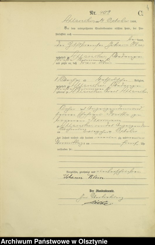 image.from.unit.number "Sterbe-Haupt-Register Tom II,Nr 400 - 529"