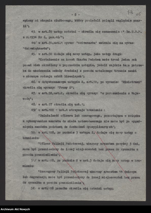 image.from.unit.number "Nowelizacji rozporządzenia Prezydenta Rzeczpospolitej o Policji Państwowej. Projekt dekretu, korespondencja."
