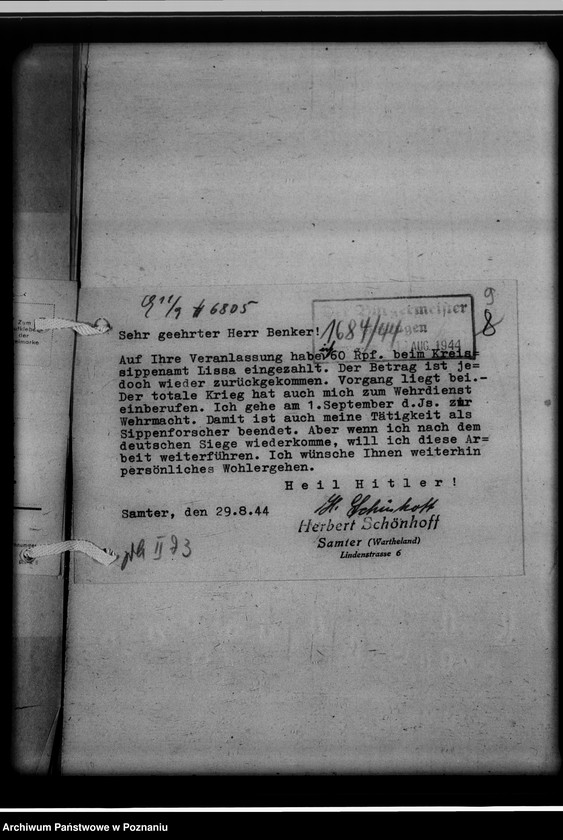 Obraz 13 z jednostki "Berufssippenforscher [oraz sprawa badań genealogicznych przez amatorów dla osób trzecich]"