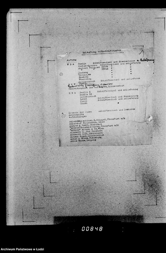 Obraz 5 z jednostki "339 Filztiefel A.[Zamówienia, korespondencja, kalkulacje]"