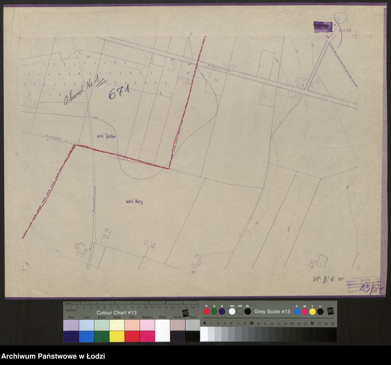 Obraz 1 z jednostki "Plan m. Łodzi 1:2000 z oznaczeniem podziału miasta na Obwody Komitetów Blokowych. Sekcja SO 29"