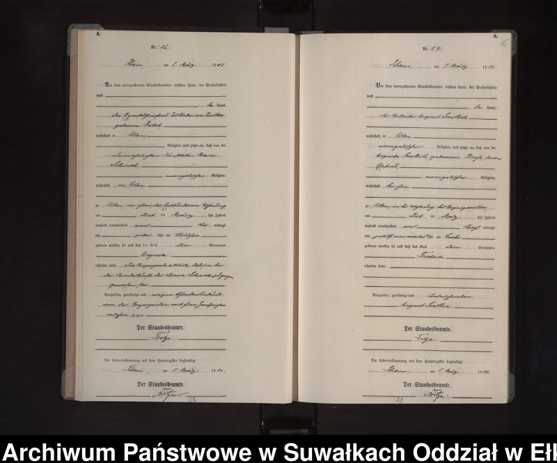 image.from.unit.number "Geburts-Neben-Register des Königlichen Preussischen Standes-Amtes Orlen Kreis Loetzen"