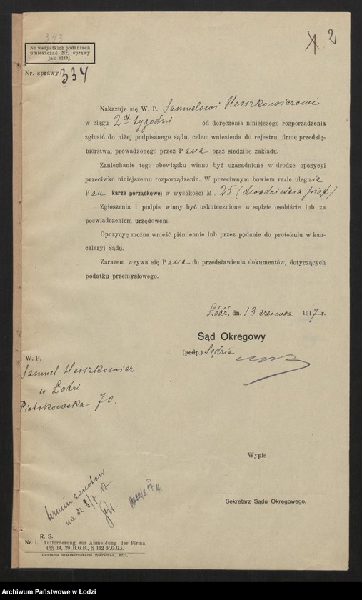 Obraz 4 z jednostki "Salomon Herschkowicz- skład sukna i kortów"