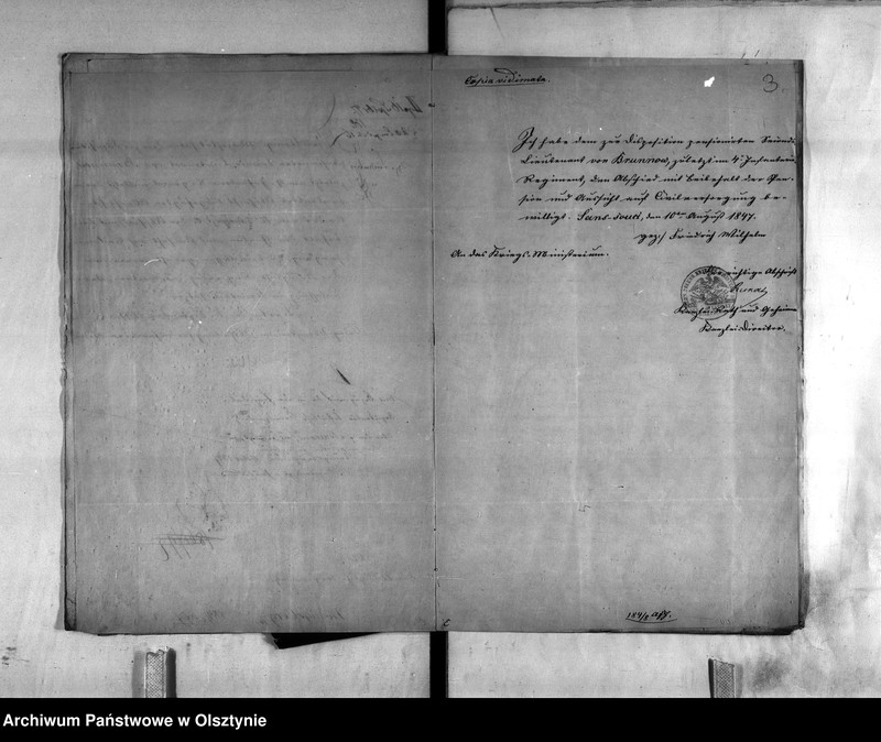 image.from.unit.number "Anstellung des pensionirten Seconde-Lieutenant von Brunnow"