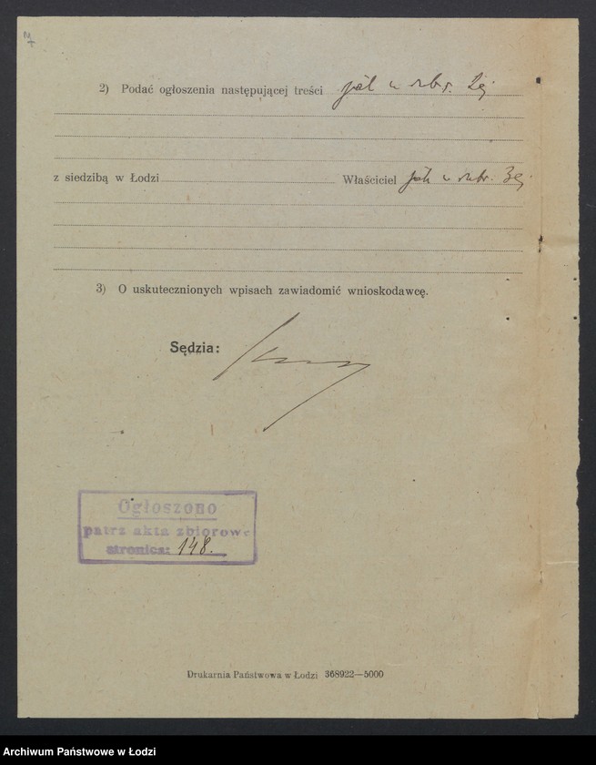 Obraz 9 z jednostki "Gustaw Koszade – kupno i sprzedaż przędzy i odpadków"