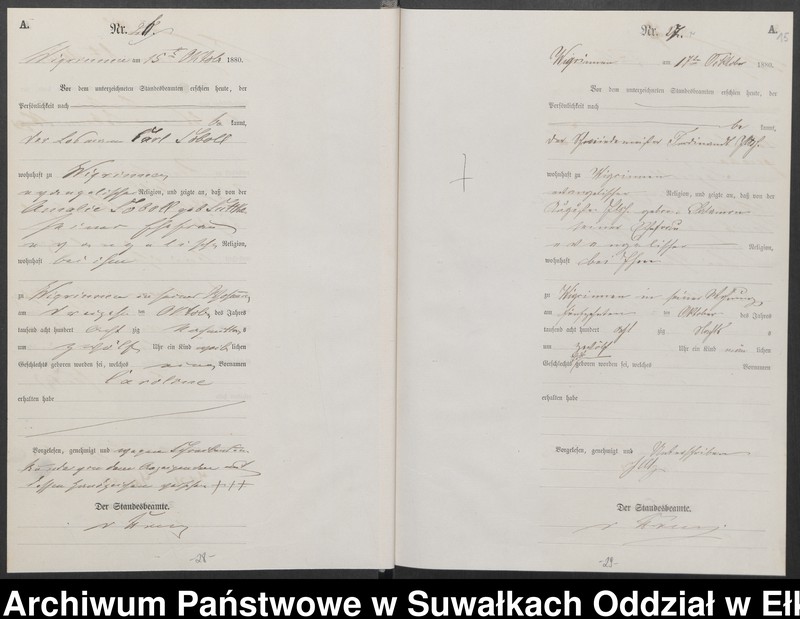 image.from.unit.number "Geburts-Haupt-Register des Königlich Preussischen Standes-Amtes Guszianka Kreis Sensburg"