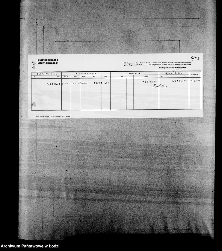 Obraz 12 z jednostki "Bankkonto nr 1600"