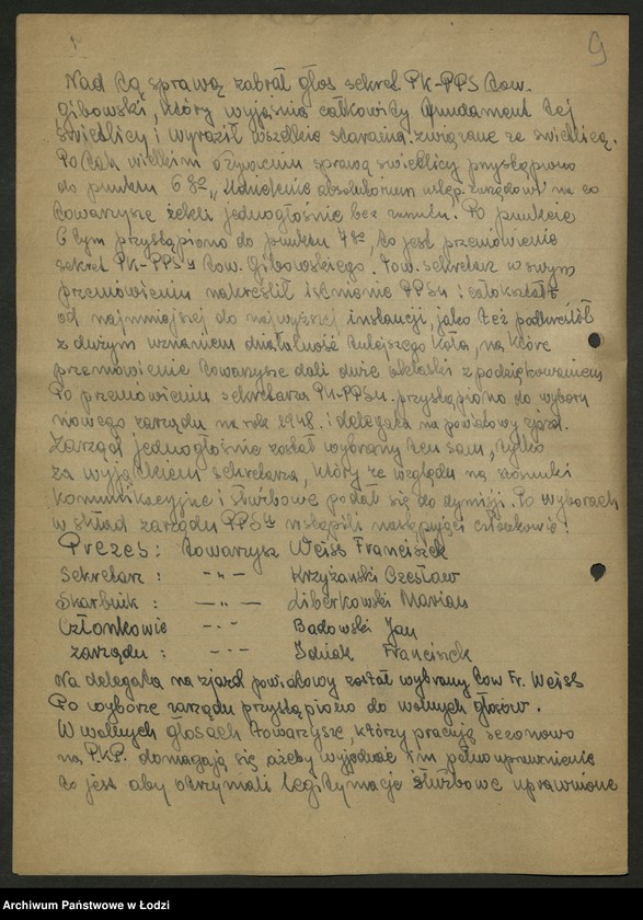 Obraz 10 z jednostki "Koło kolejowe PPS Ozorków- protokoły zebrań, protokoły [z narad] międzypartyjnych. [Sprawozdania]"