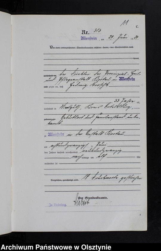 image.from.unit.number "Sterbe-Haupt-Register Tom II, Nr 304-567"