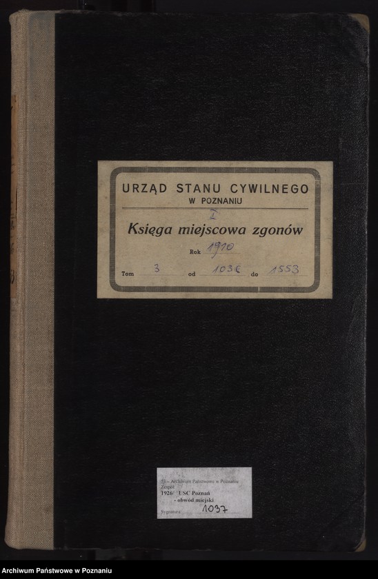 Obraz 1 z jednostki "Księga miejscowa zgonów tom III [Rejestr główny zgonów]"