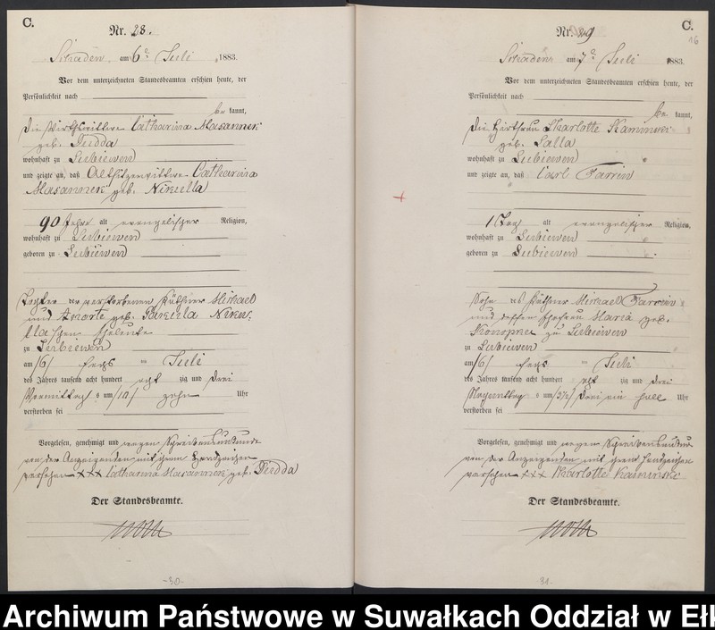 image.from.unit.number "Sterbe-Haupt-Register des Königlich Preussischen Standes-Amtes Schaden Kreis Sensburg"