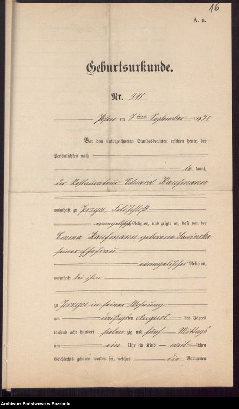 Obraz 18 z jednostki "Die von den Verlobten beigebrachten Urkunden zur Eheschliessung pro 1898"