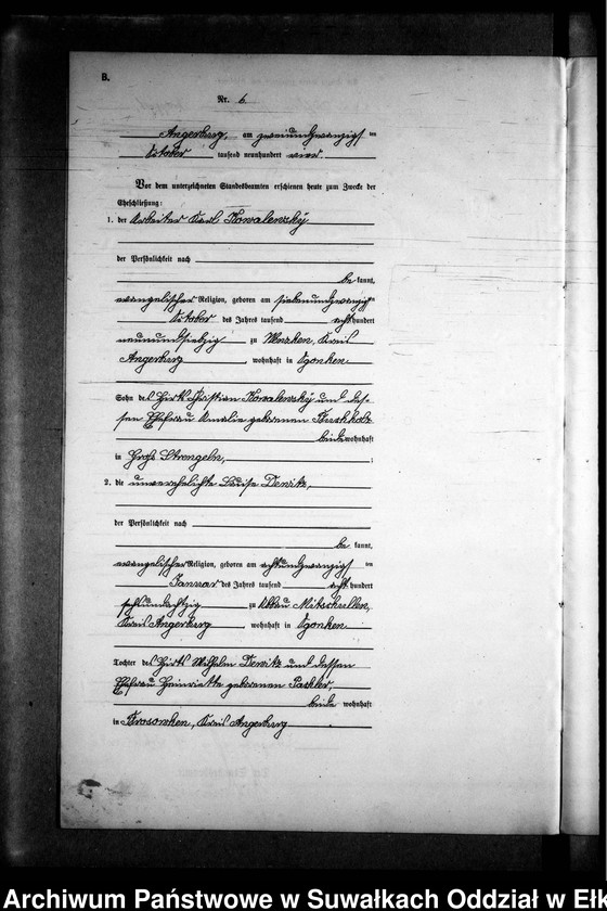 image.from.unit.number "Heirats-Neben-Register des Preussischen Standes-Amtes Gross Strengeln Kreis Angerburg"