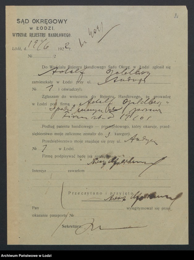 Obraz 4 z jednostki "Adolf Goldberg – sprzedaż maszyn do pisania"