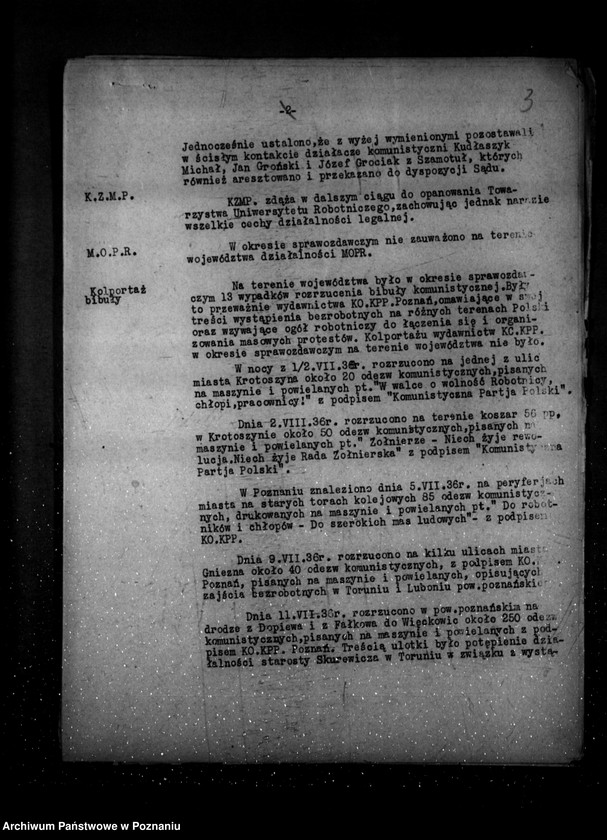 Obraz 7 z jednostki "Sprawozdania okresowe ze stanu bezpieczeństwa za miesiące lipiec-grudzień 1936 r. /nr 7-12/"