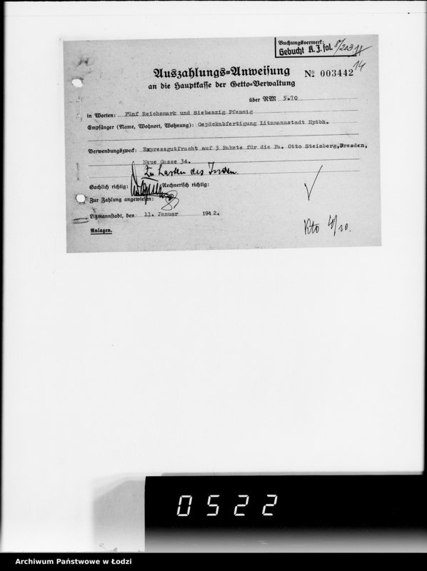 Obraz 17 z jednostki "1. Kassenbelege von nr 1 bis nr 208"