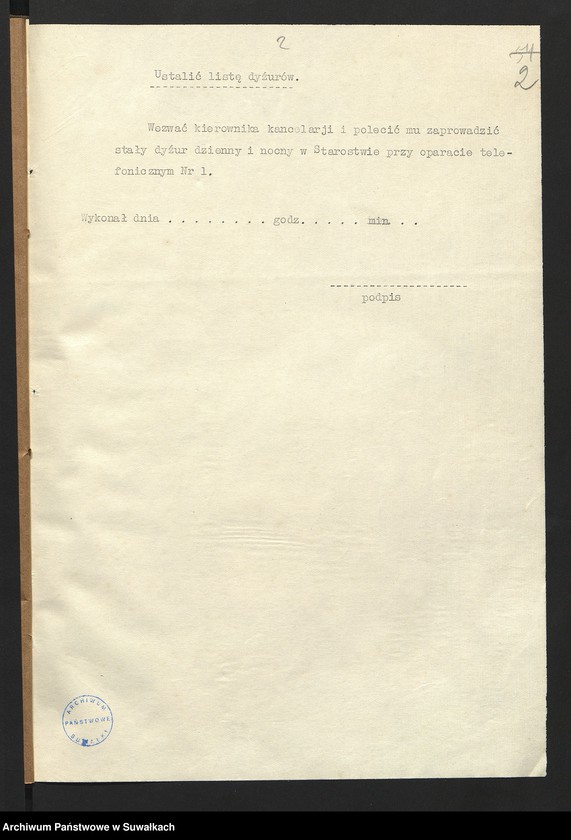 image.from.unit.number "[Akcja przeciwstrajkowa dotycząca ustalenia listy dyżurów, podjęcia z Kasy Skarbowej w Suwałkach zaliczki na akcję, doniesienia o stanie akcji urzędowi wojewódzkiemu]"