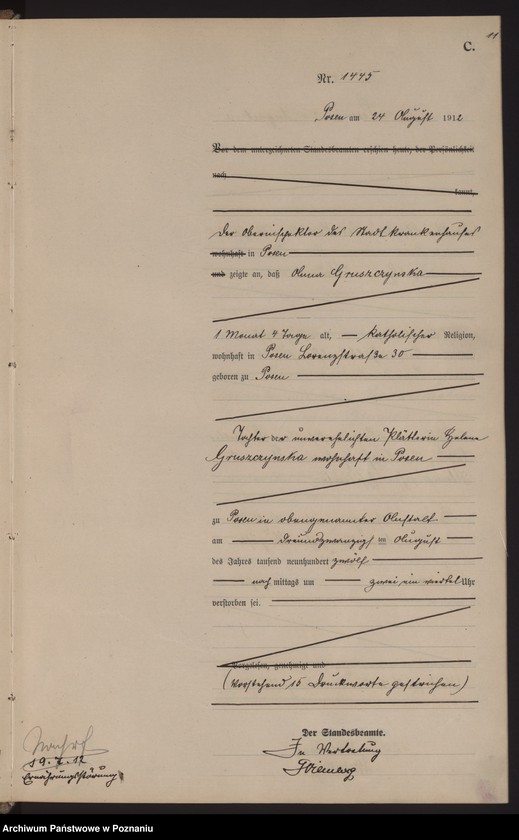 Obraz 13 z jednostki "Księga miejscowa zgonów tom IV [Rejestr główny zgonów]"