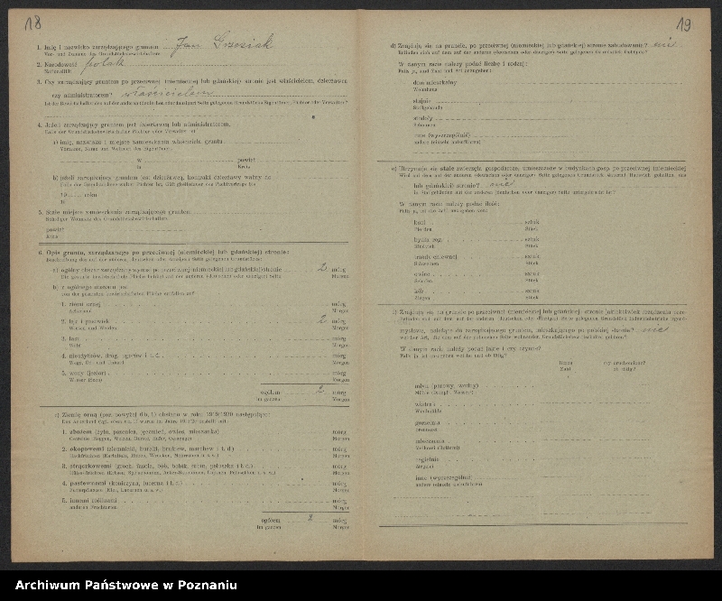 Obraz 16 z jednostki "[Kwestionariusze dotyczące stwierdzenia gruntów znajdujących się po niemieckiej stronie pogranicza a zarządzanych przez zamieszkałych po stronie polskiej] powiat leszczyński"