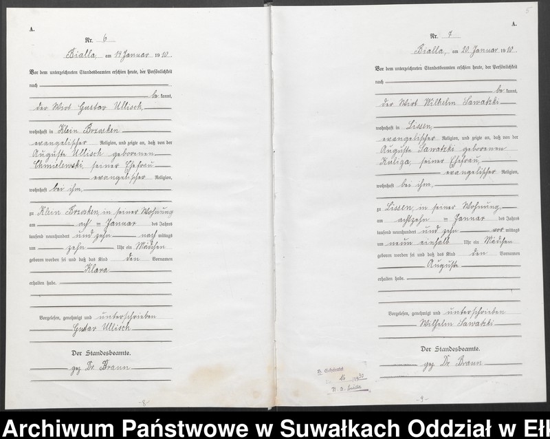 image.from.unit.number "[Geburts-Haupt-Register des Königlichen Preussischen Standes-Amtes Bialla Kreis Johannisburg]"