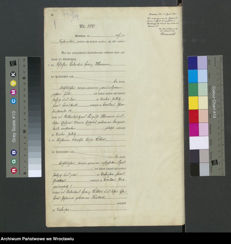 image.from.unit.number "Heiraths-Haupt-Register Breslau IV 1899 Band 3"