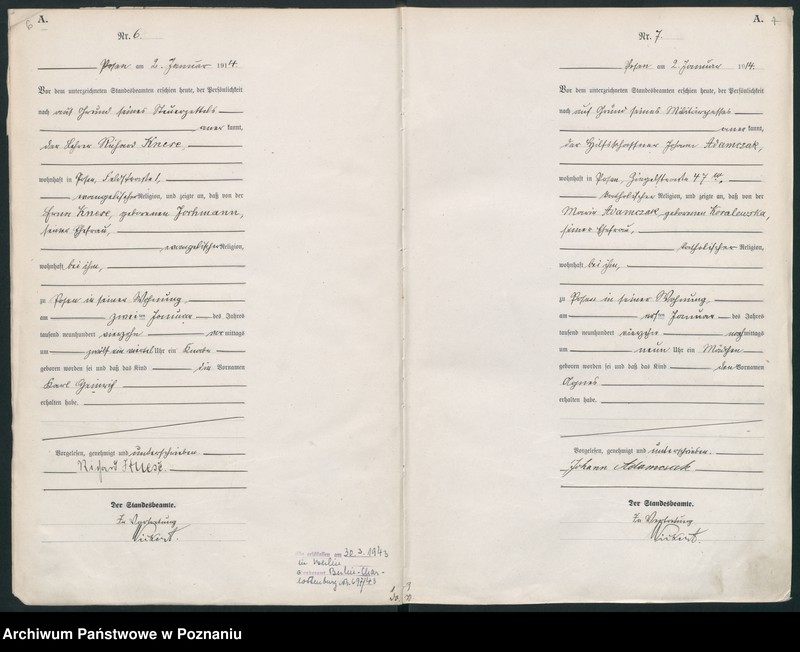 Obraz 6 z jednostki "Księga miejscowa urodzeń tom I [Rejestr główny urodzeń]"