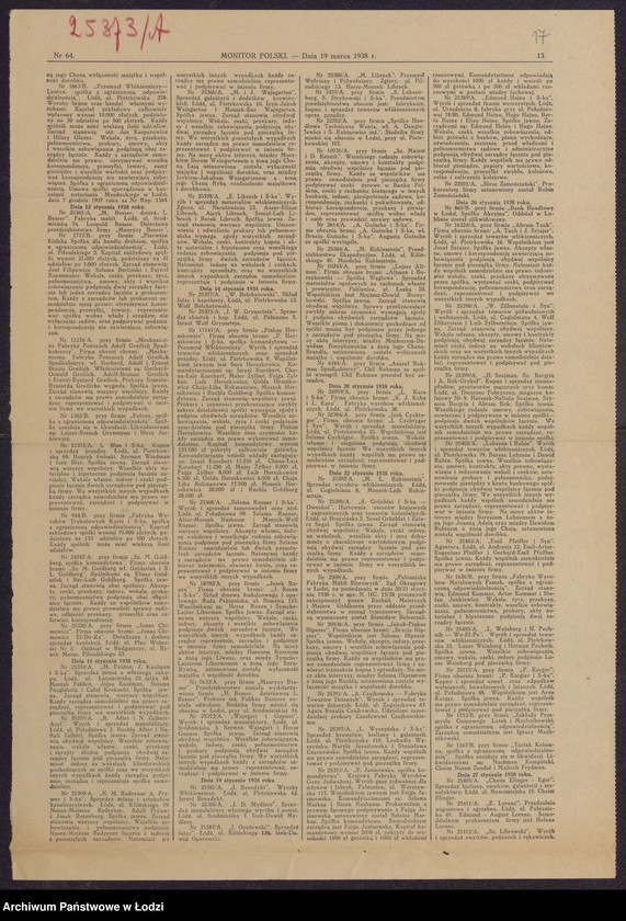 Obraz 19 z jednostki "Henryk Świrski, Szymon Windman, Icek Blas- kupno i sprzedaż przędzy"