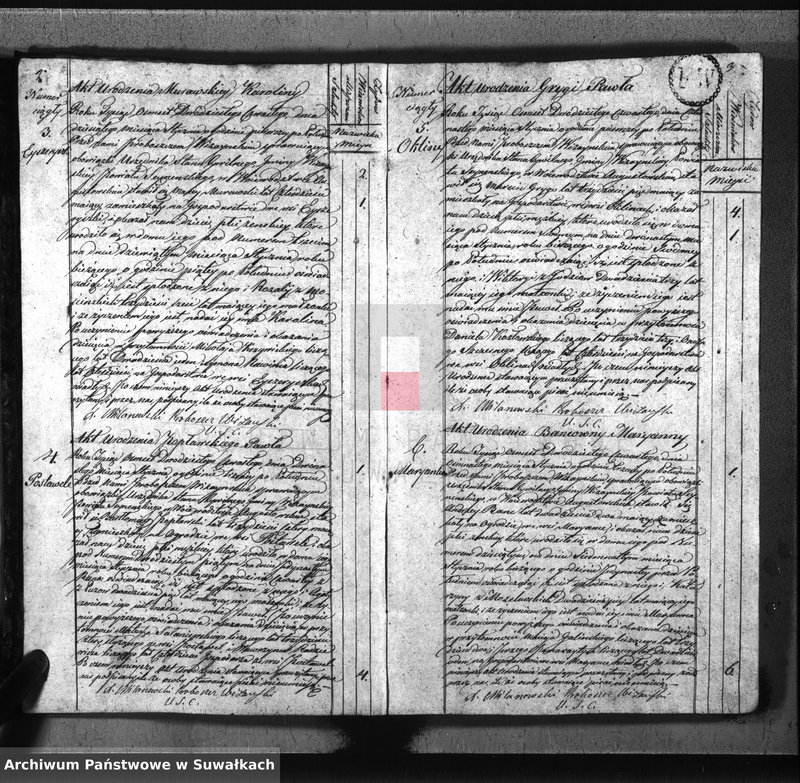 image.from.unit.number "Akta urodzonych gminy wiżańskiey obwodu seyneńskiego, w województwie augustowskim od dnia 1-go stycznia do dnia 31 grudnia 1824 roku"