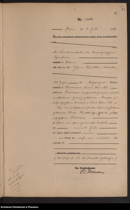 Obraz 13 z jednostki "Księga miejscowa zgonów tom III [Rejestr główny zgonów]"