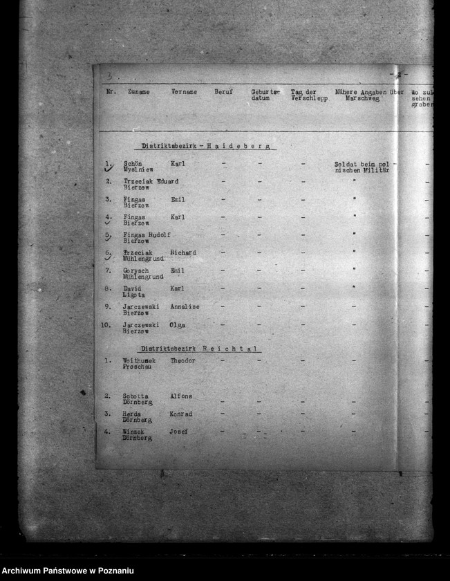 Obraz 7 z jednostki "Wykaz miejscowych Niemców z powiatu kępińskiego, którzy zgineli w 1939 roku"