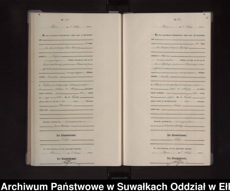 image.from.unit.number "Geburts-Neben-Register des Königlichen Preussischen Standes-Amtes Orlen Kreis Loetzen"