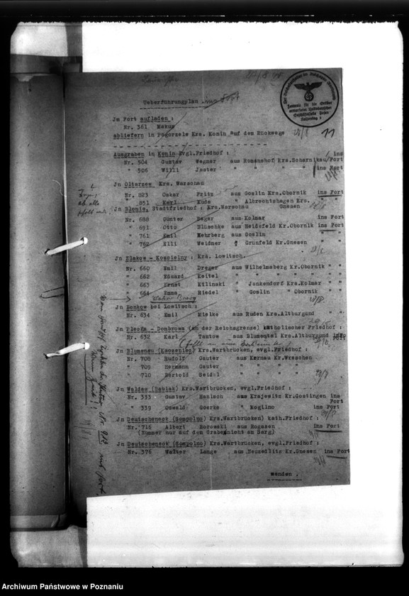 Obraz 15 z jednostki "Überführungspläne. Schriftwechsel betr. Überführungen. Band II"