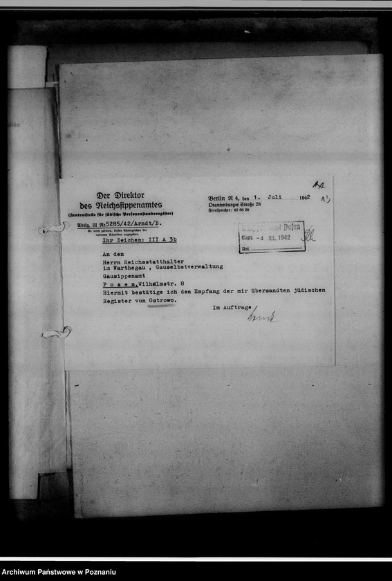 Obraz 17 z jednostki "Judenregister [powiat ostrowski]"