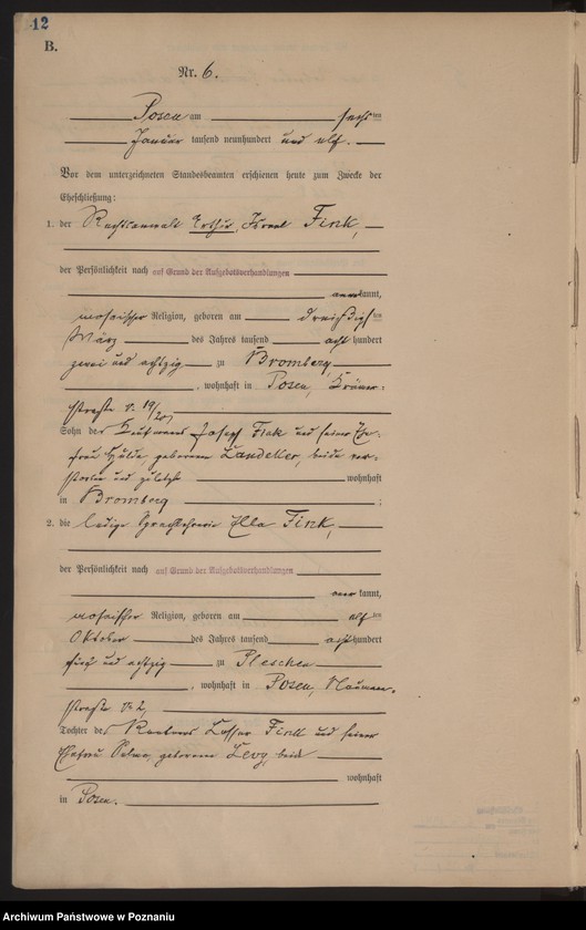 Obraz 12 z jednostki "Księga miejscowa małżeństw tom I [Rejestr główny małżeństw]"