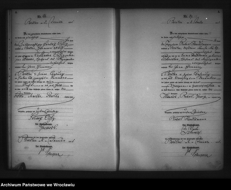 Obraz 16 z jednostki "Geburts-Neben-Register Breslau I 1875 Band 1"